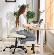 Sedia da meditazione e yoga con ruote silenziose; altezza regolabile e poggiapiedi; bianca