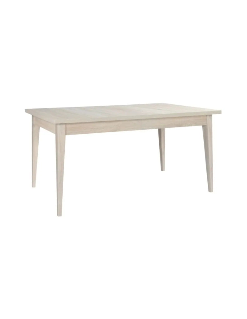 Sala da pranzo completa MALMO con tavolo 160 cm e vetrina LED – Rovere chiaro e bianco – Stile scandinavo