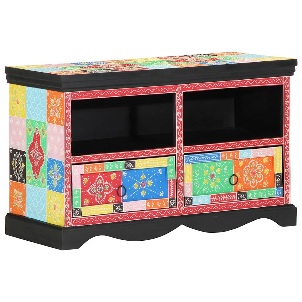 Mobile TV Multicolore 80 x 35 x 50 cm Legno di mango massello 4017570