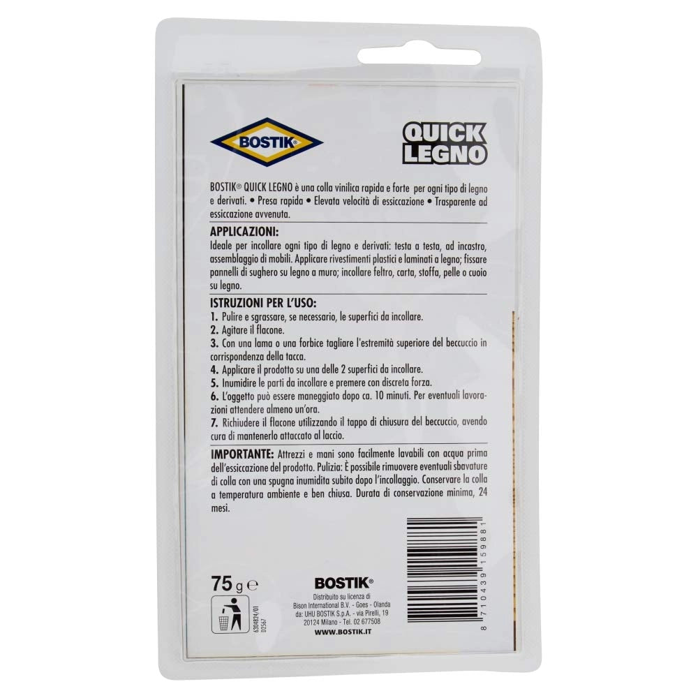 Bostik Quick Legno 75 g 4 Pezzi