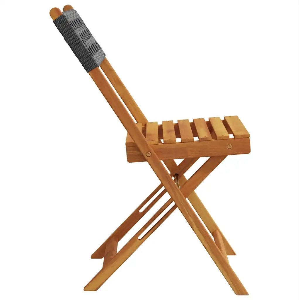 Sedie Pieghevoli 2 pz Nere Legno Massello Acacia e Polyrattan 367675