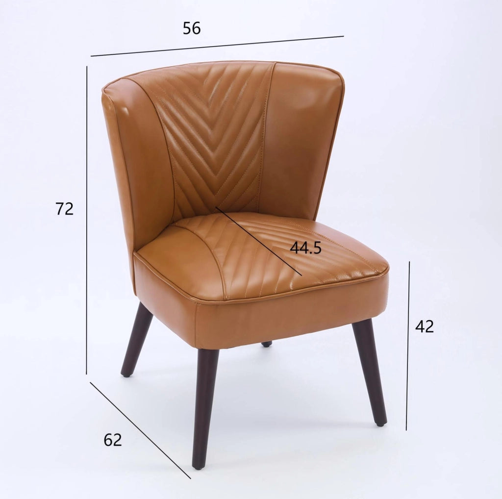 Poltrona lounge 56x62x72 cm marrone chiaro, senza braccioli, in pelle e legno