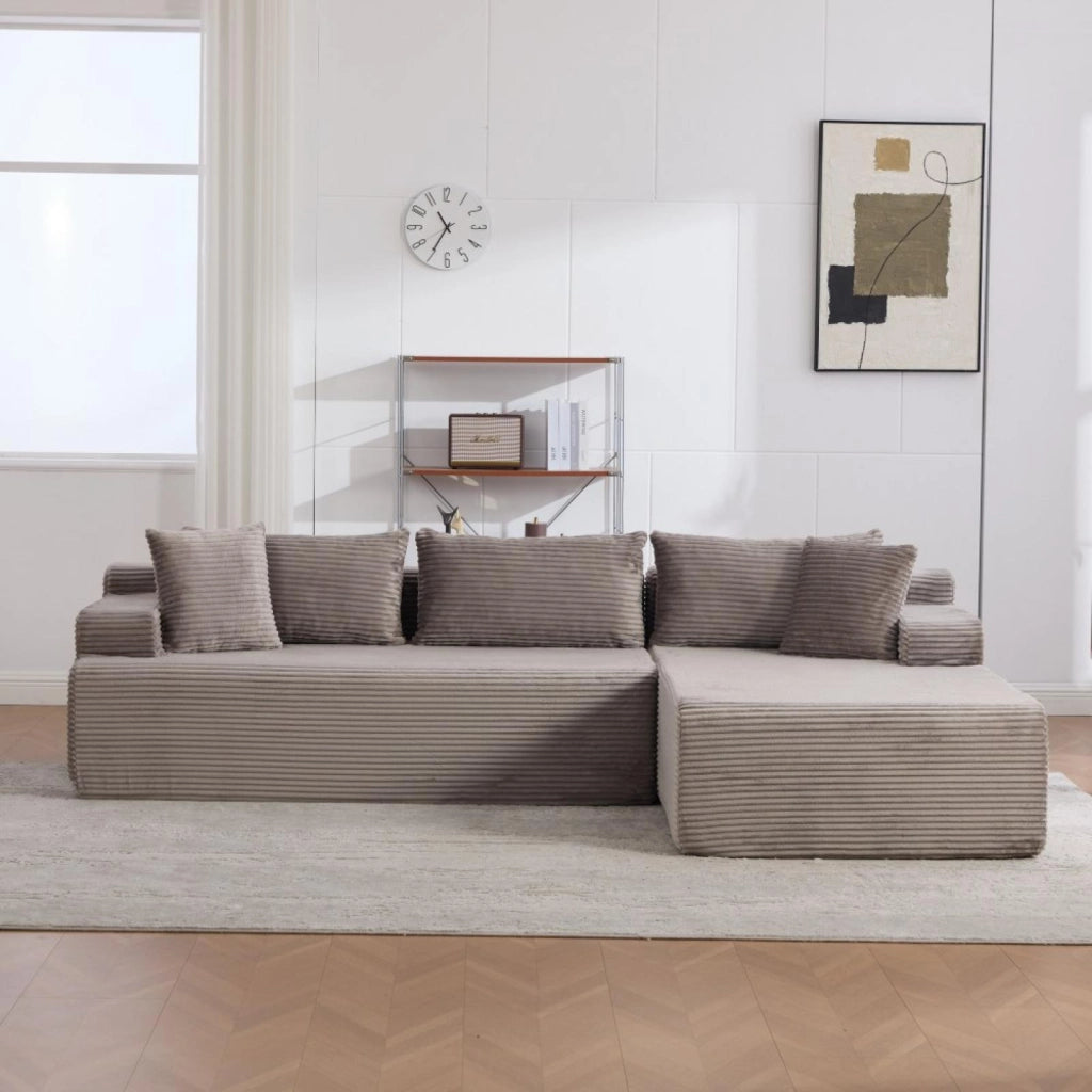 Divano modulare, divano compatto, tessuto chenille, schiuma ad alta elasticità 30D, base antiscivolo, 4 posti, grigio