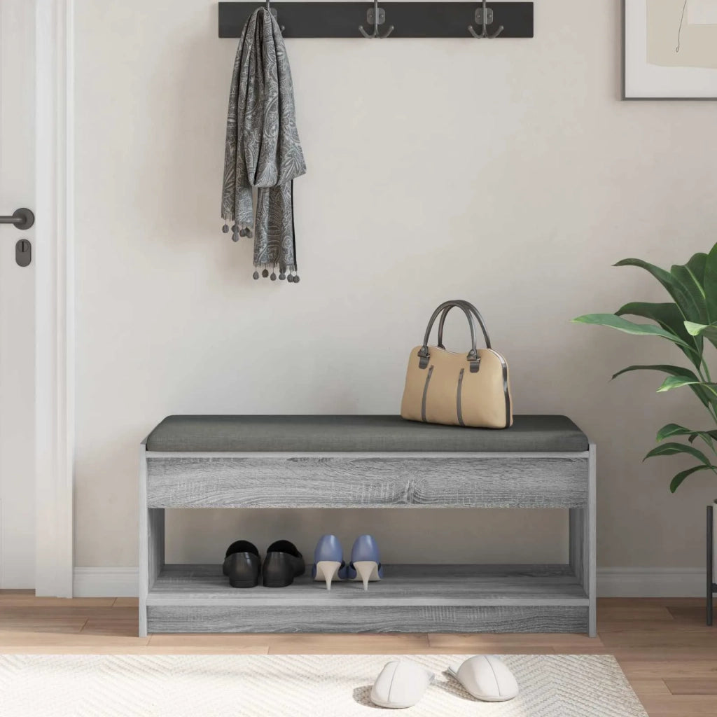 Panca per ingresso con cuscino Sonoma grigia 103 x 38 x 45 cm