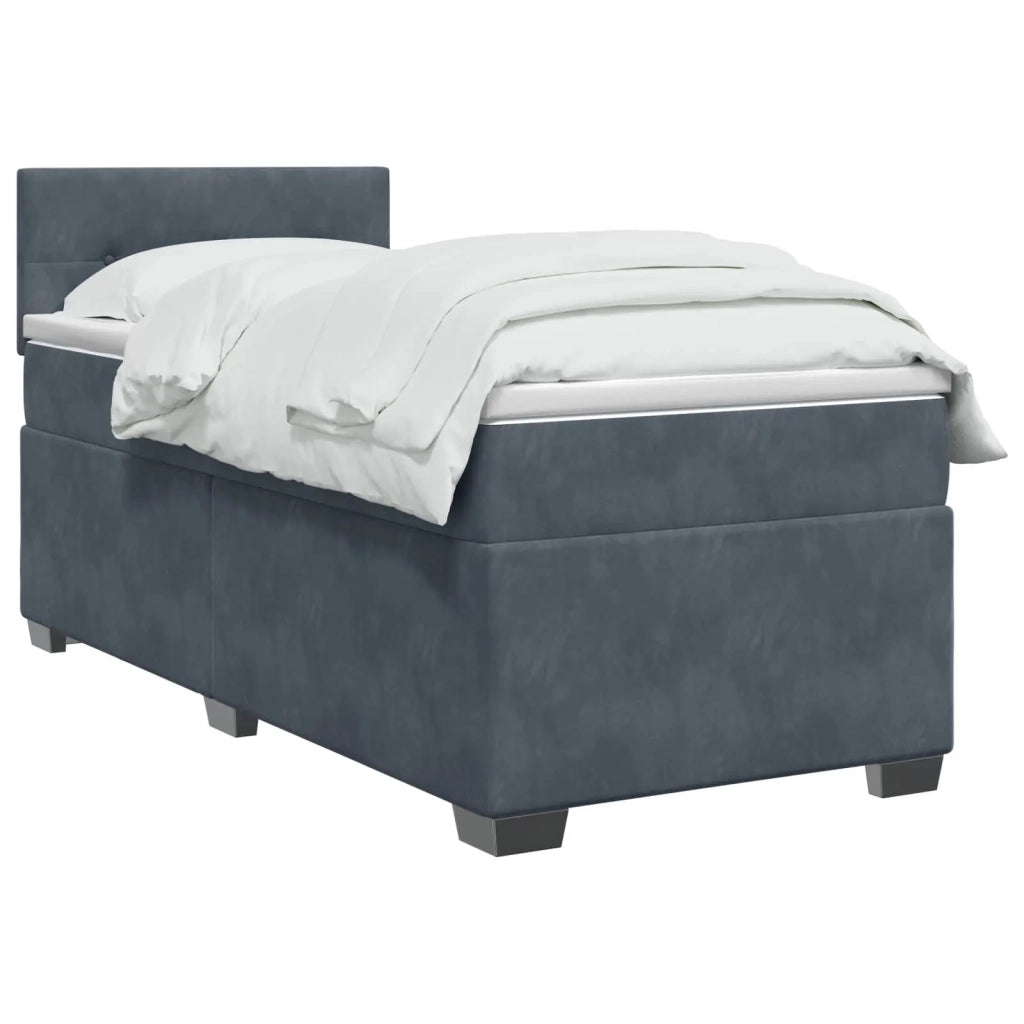 Letto con Box Spring, Materasso e LED Grigio Scuro Singolo 3452261