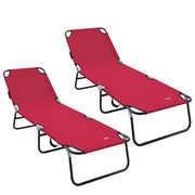 Lettino Prendisole | Sdraio da giardino | Lettino da sole pieghevole 2 pz Rosso 188 x 57 x 86,5 cm