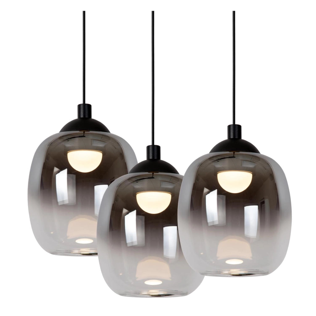 Lampada a sospensione TAMINO 4 luci LED nero vetro Lucide