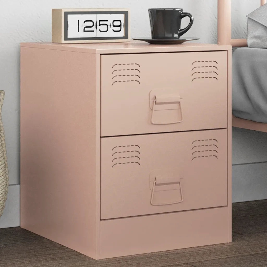 Comodino | Armadio da Notte | Mobiletto da notte Rosa 34,5x39x44 cm in Acciaio