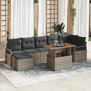 Set da Pranzo per Giardino con cuscino 8 pcs Grigio e Marrone