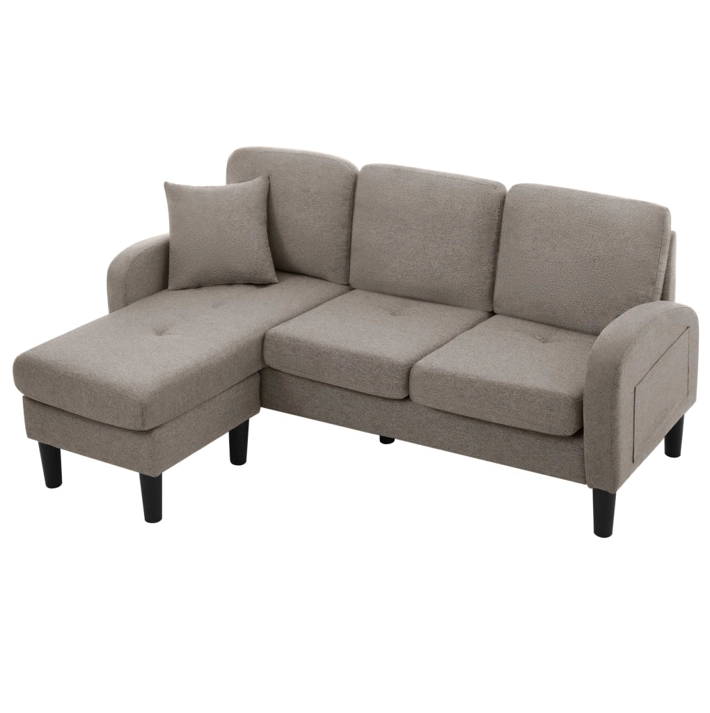 Divano angolare modulare 3 posti con chaise longue grigio scuro