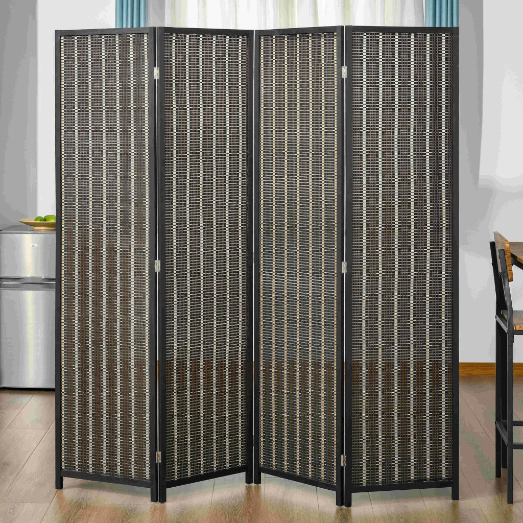 PARAVENTO 4 pannelli pieghevole 180x180 cm bambù marrone