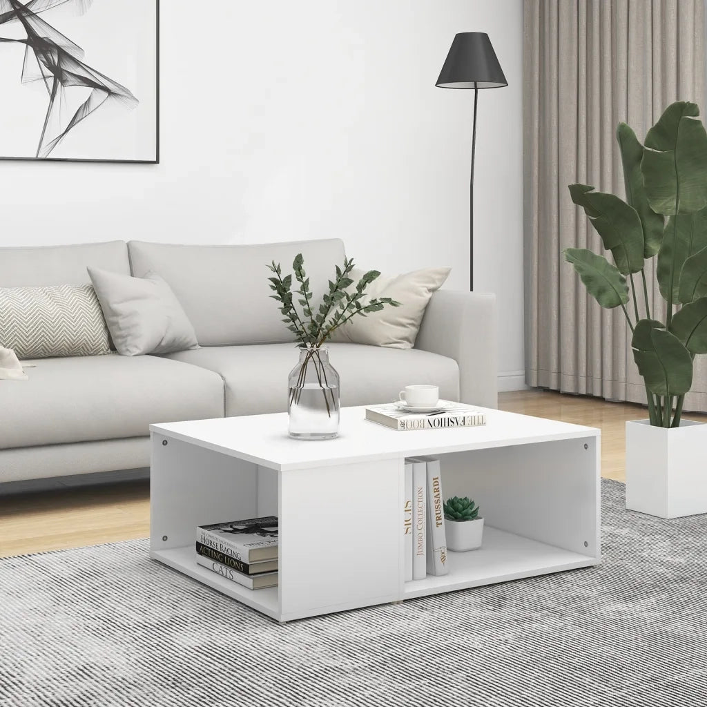 Tavolino da Salotto Bianco 90x67x33 cm in Legno Multistrato 806903