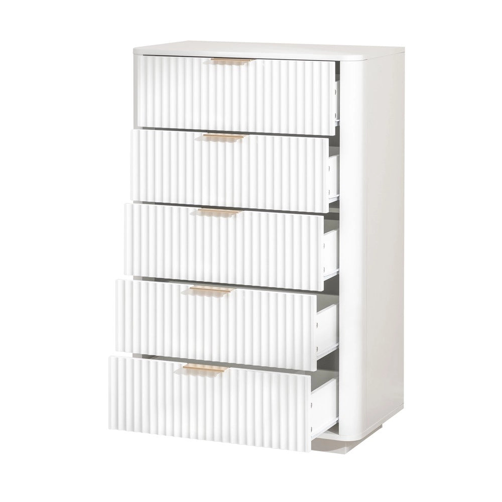 Cassettiera 5 Cassetti ¨C MINIMAL ¨C Bianco, MDF, Maniglie in Metallo