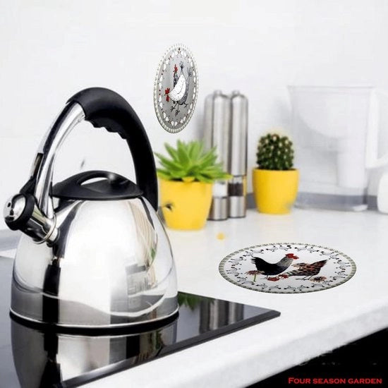 Sottopiani decorativi in ceramica e gomma di coccio - resistente al calore - set da 2 (20 cm)