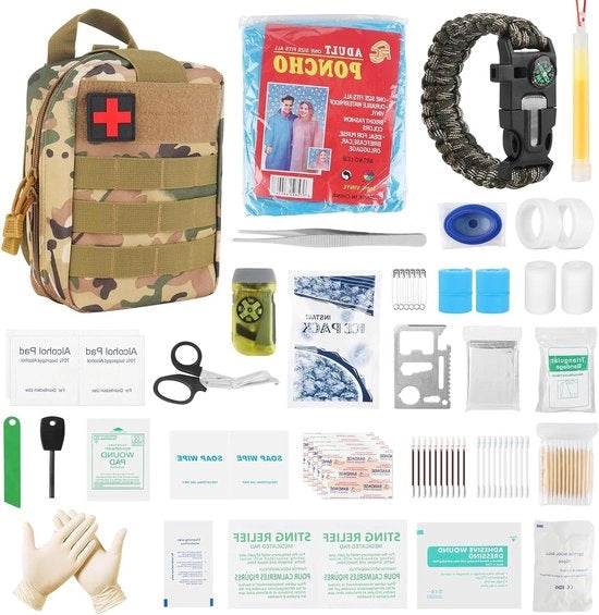 Set di pronto soccorso tattico da 192 pezzi per uso domestico, auto, scuola e all'aperto