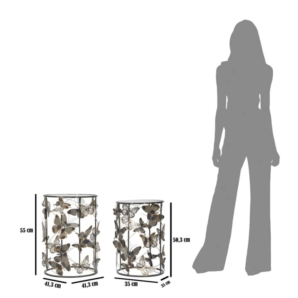 Set di Tavolini Farfalla 34, Multicolore, Metallo, 41,3x41,3x55 cm