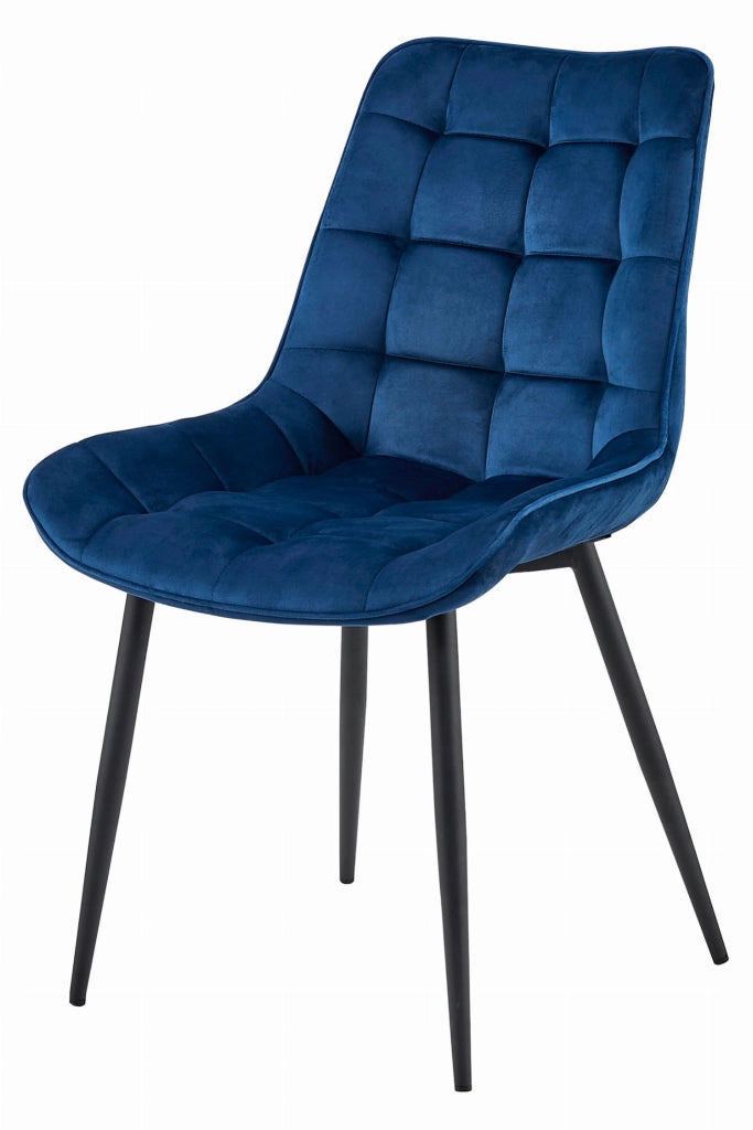 Sedia VALORA BERA - Velluto blu navy con gambe nere x 2