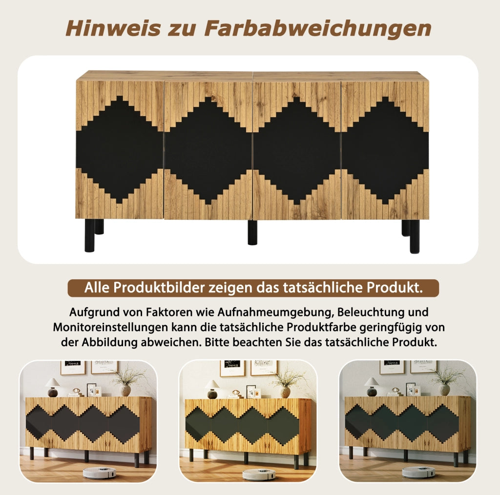 Credenza contenitore con ante a pressione e motivo geometrico