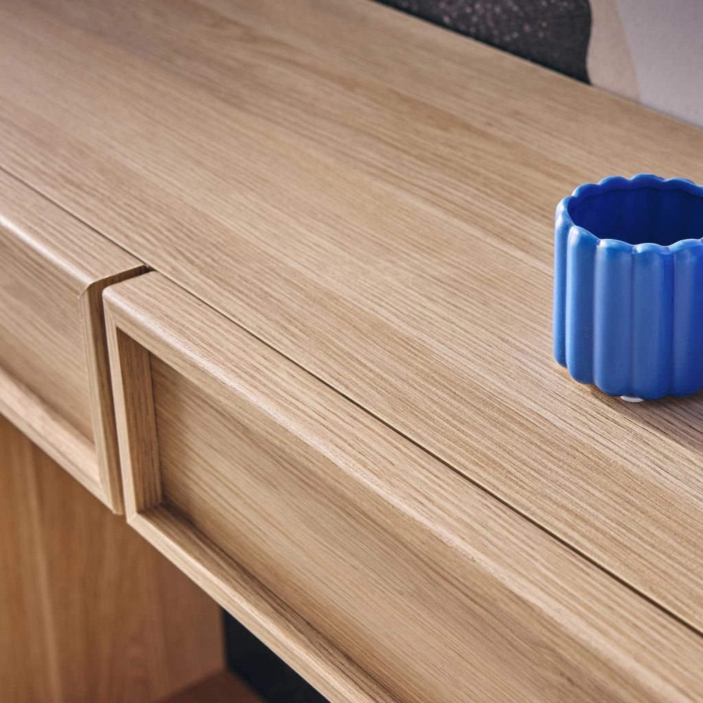 Console effet legno 2 cassetti e ripiano, 100cm, marrone naturale