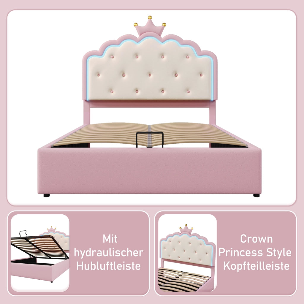letto imbottito pu rosa 140 x 200 cm