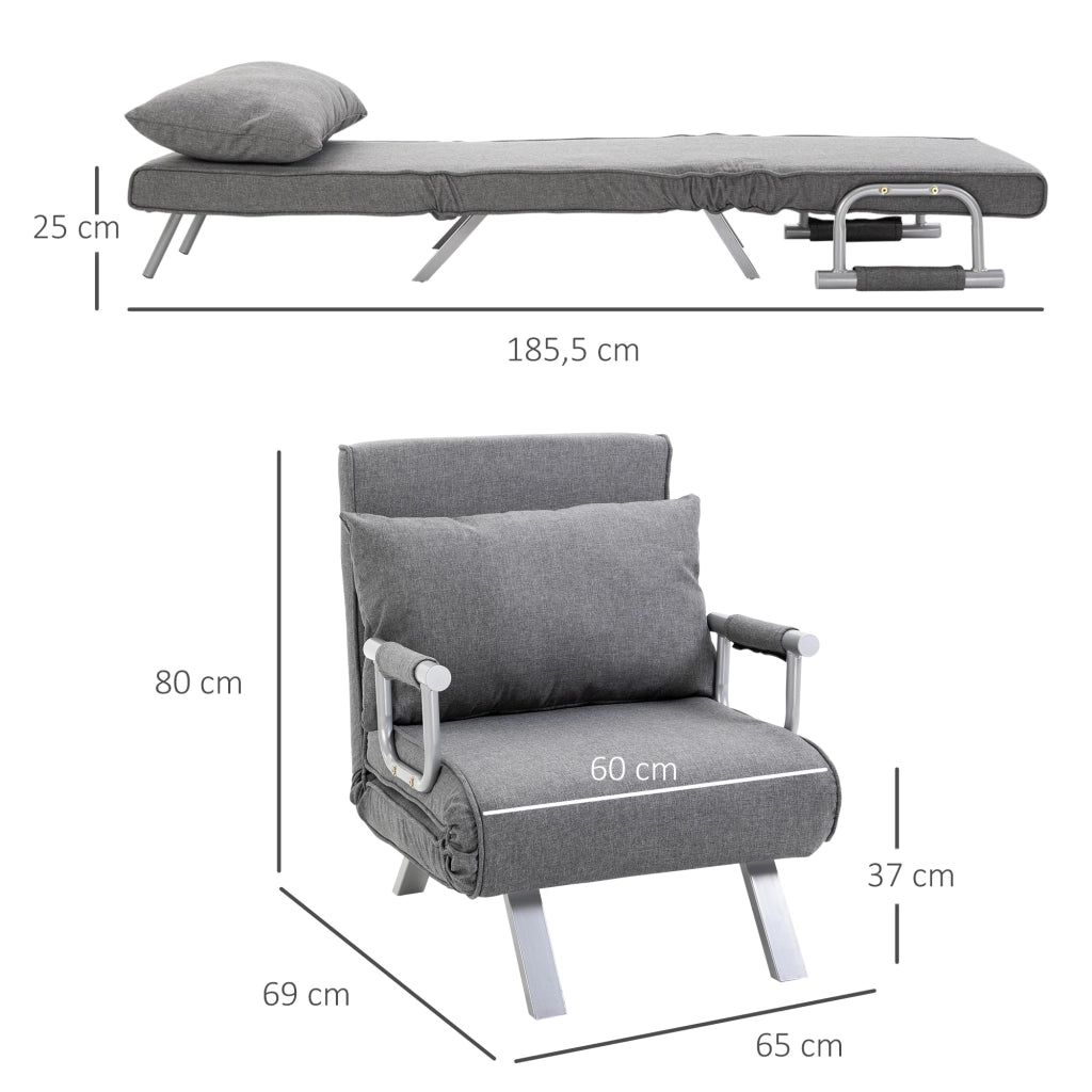 Poltrona Relax Sedia a Sdraio con Funzione Letto ¨C Minimal ¨C Grigio 65x69x80 cm