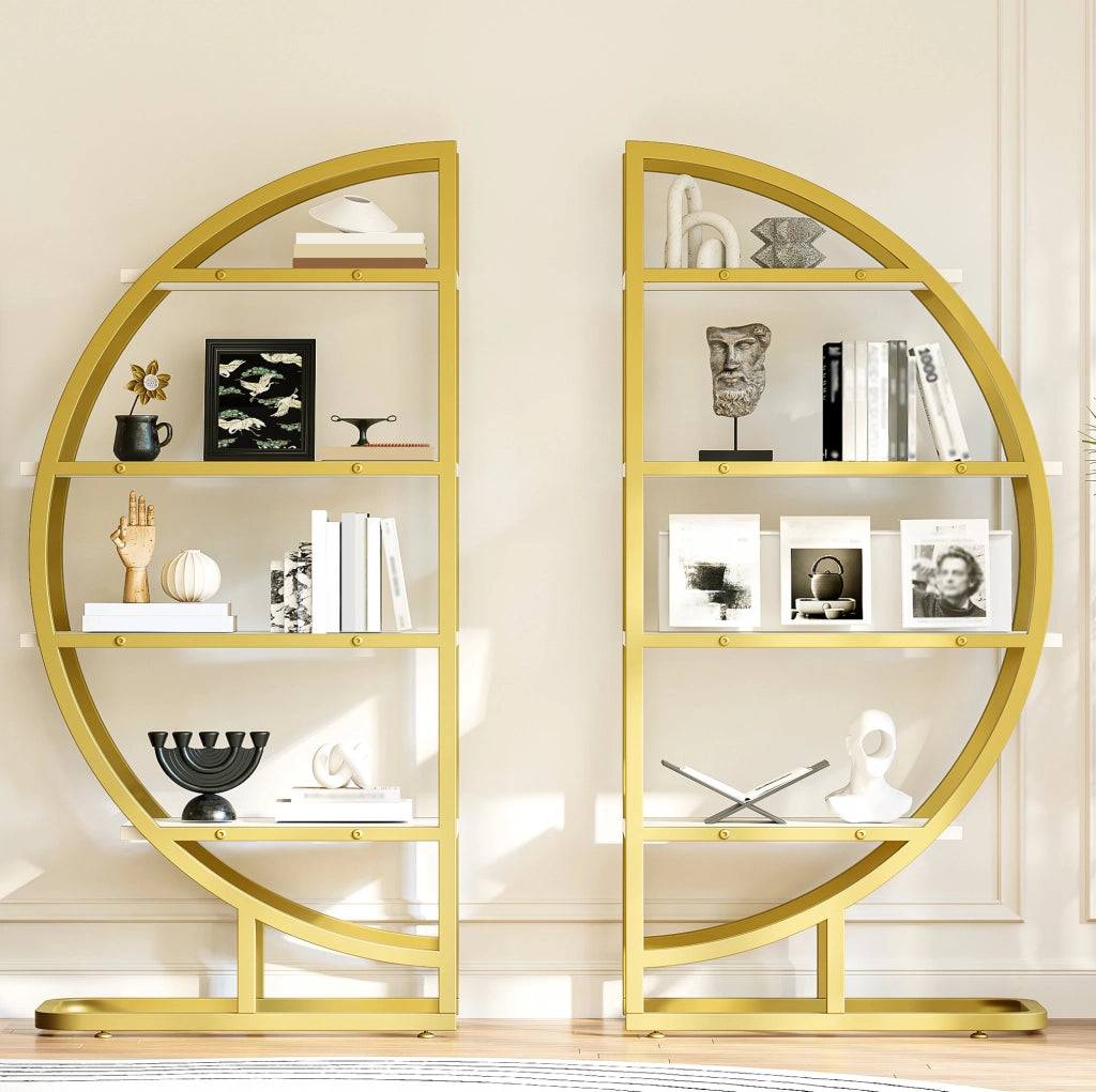 Libreria ad arco modulare in MDF e acciaio con 4 ripiani