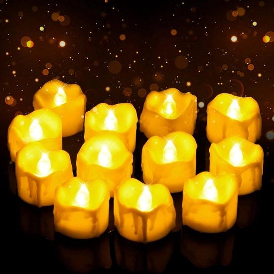 Faccette LED Flikkeranti con Batteria 12 pezzi per Decorazione di Natale, San Valentino, Matrimonio, Compleanni, Feste, Halloween.
