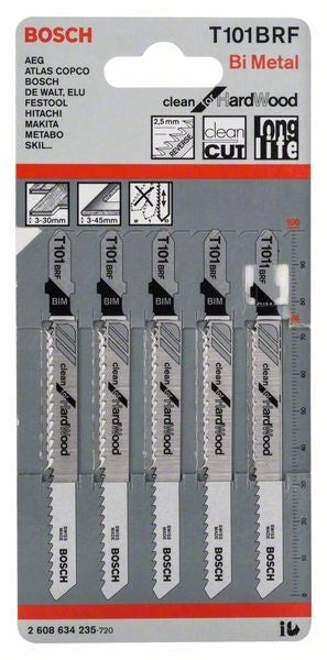 2608634235 - Set 5 lame per seghetto alternativo T 101 BRF Clean for Hard Wood