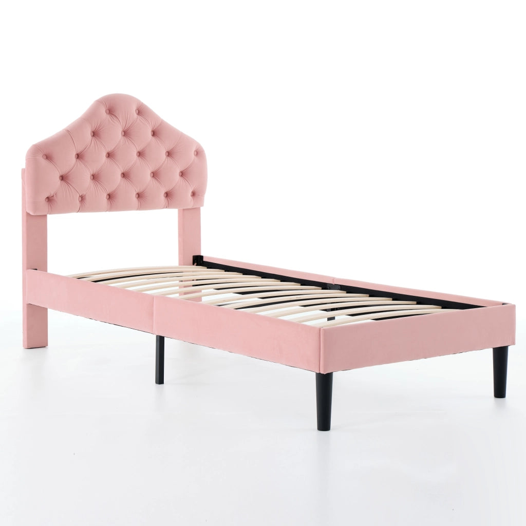 letto imbottito velluto rosa 90 x 200 cm