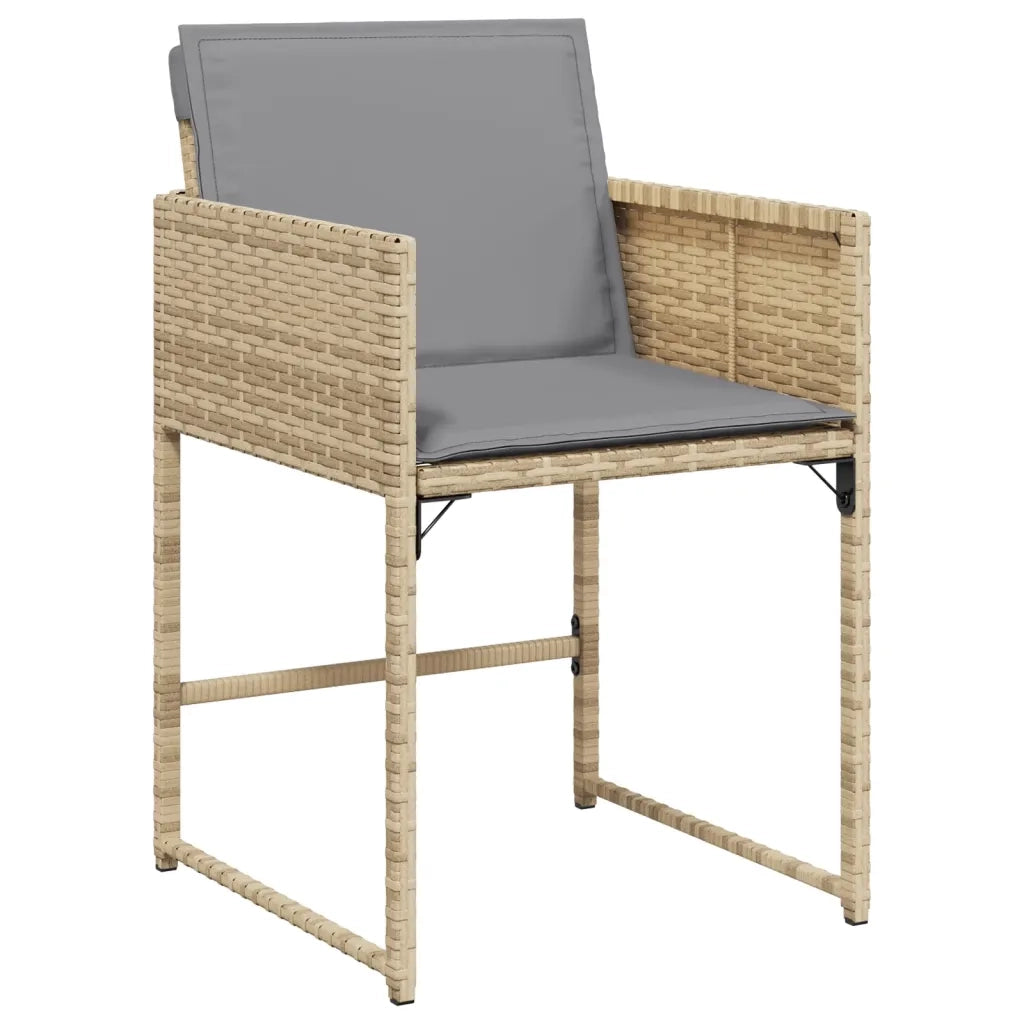 Set Pranzo da Giardino 7 pz | Set Salotto da Giardino con Cuscini Beige Misto Polyrattan