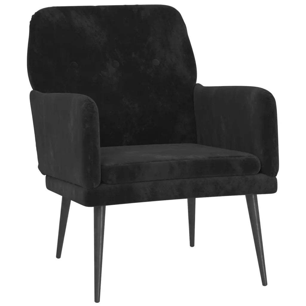 Poltrona Nera 62x79x79 cm Velluto 351409