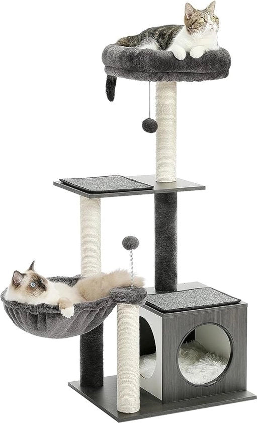 Torrone per gatti / palo per granchio - attrezzo per gatti con centro di attività, torre stabile e casa per gatti con amaca e bella casa per gatti