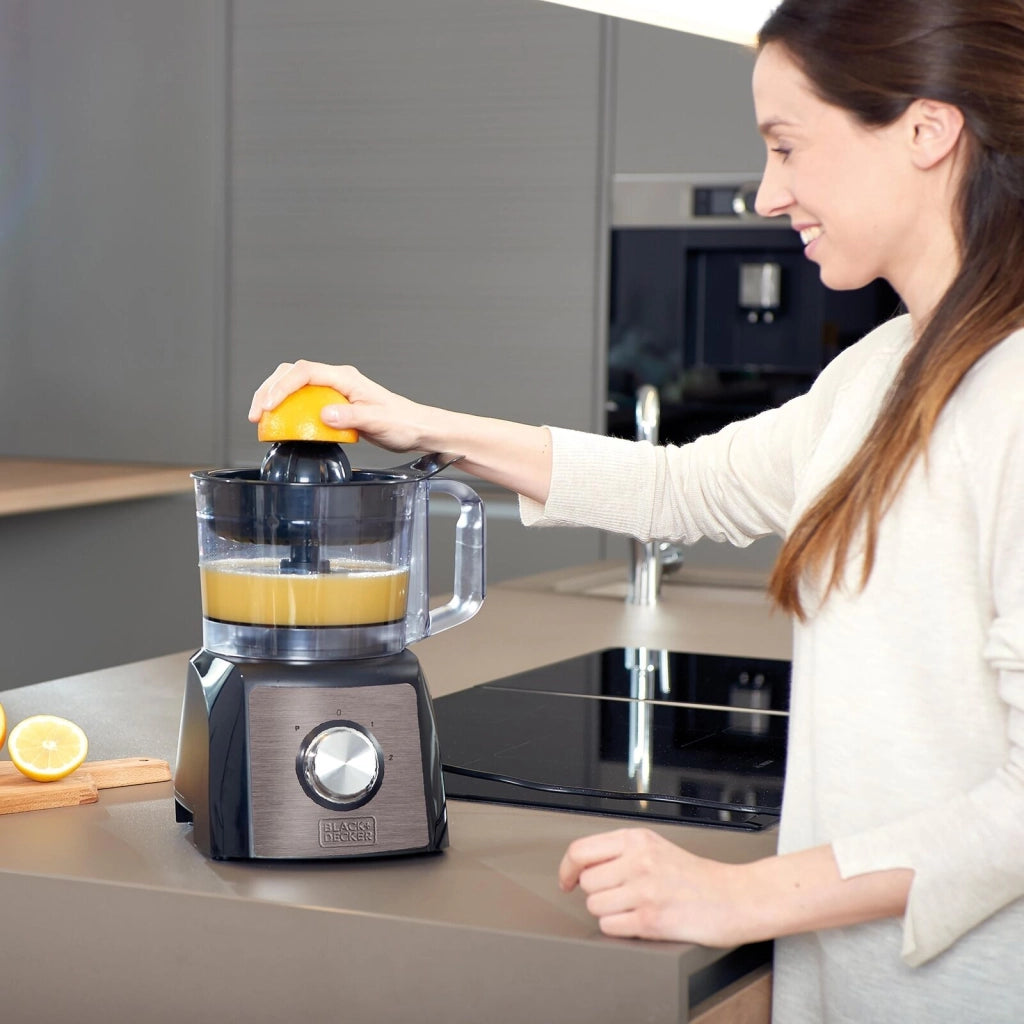 Black & Decker BXFPA1200E robot da cucina 1200 W 1,5 L Nero, Acciaio inossidabile