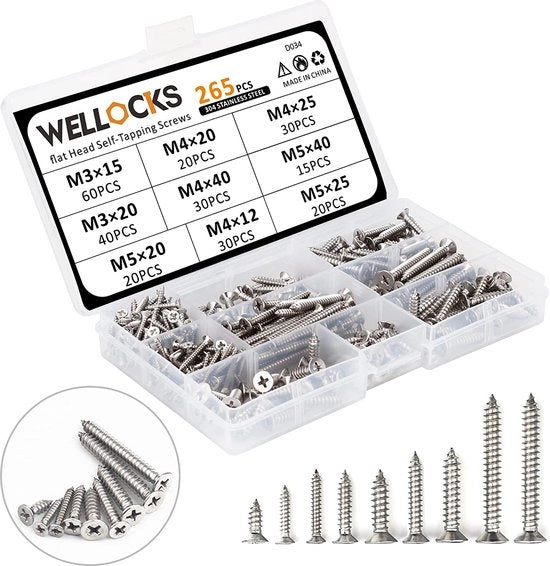 Assortimento di viti a tappo autoimpatto 265pz
