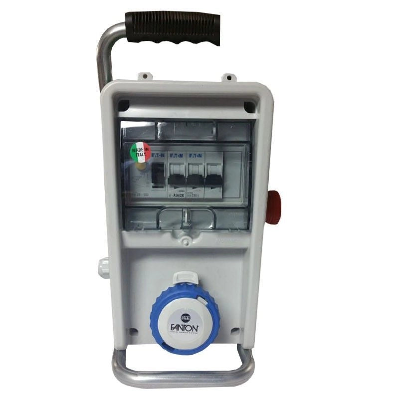 Fanton 74306 Quadro EOLO ASC IP65 con 3 prese CEE 16A 2P+T cavo 4m pulsante emergenza supporto colore Grigio