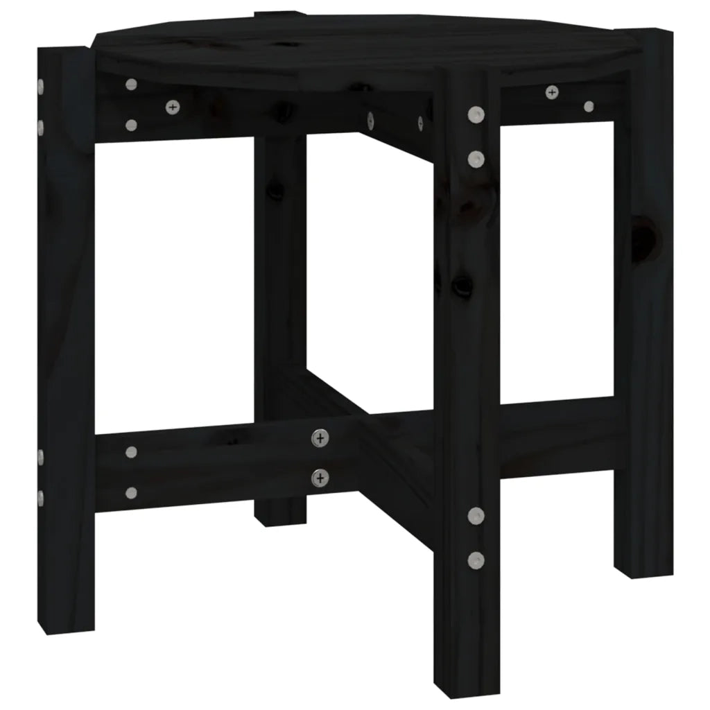 Tavolino da Salotto Nero Ø 52,5x45 cm in Legno Massello di Pino 822311