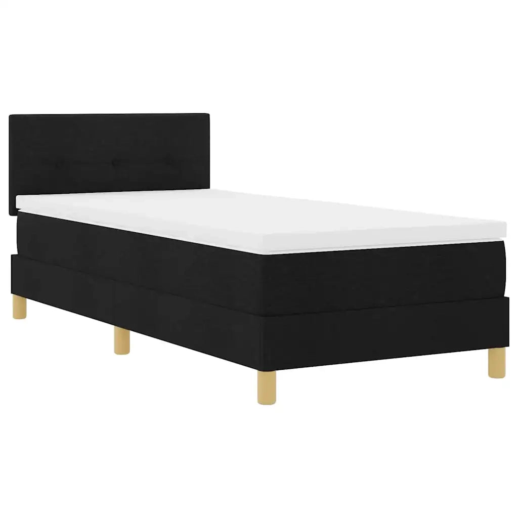 Letto a Sorgente LED con materasso Nero 100 x 200 cm Tessuto