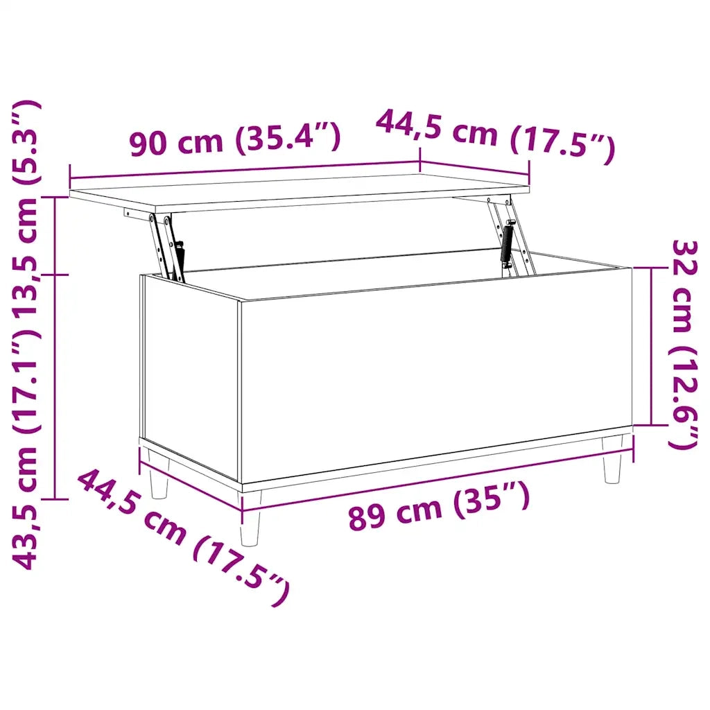 Tavolino Salotto Rovere Marrone 90x44,5x45 cm Legno Multistrato