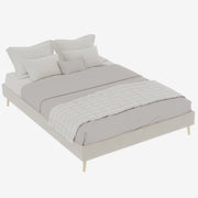Letto imbottito 140 × 200 cm matrimoniale, senza materasso, in velluto olandese e metallo, beige, montaggio facile