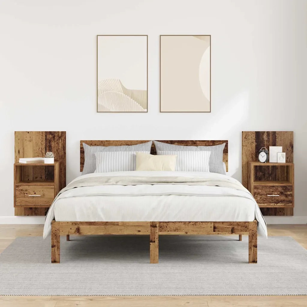 Set di 2 Comodini | Armadio da Notte | Mobiletto da notte Legno vecchio 50 x 32.5 x 80cm