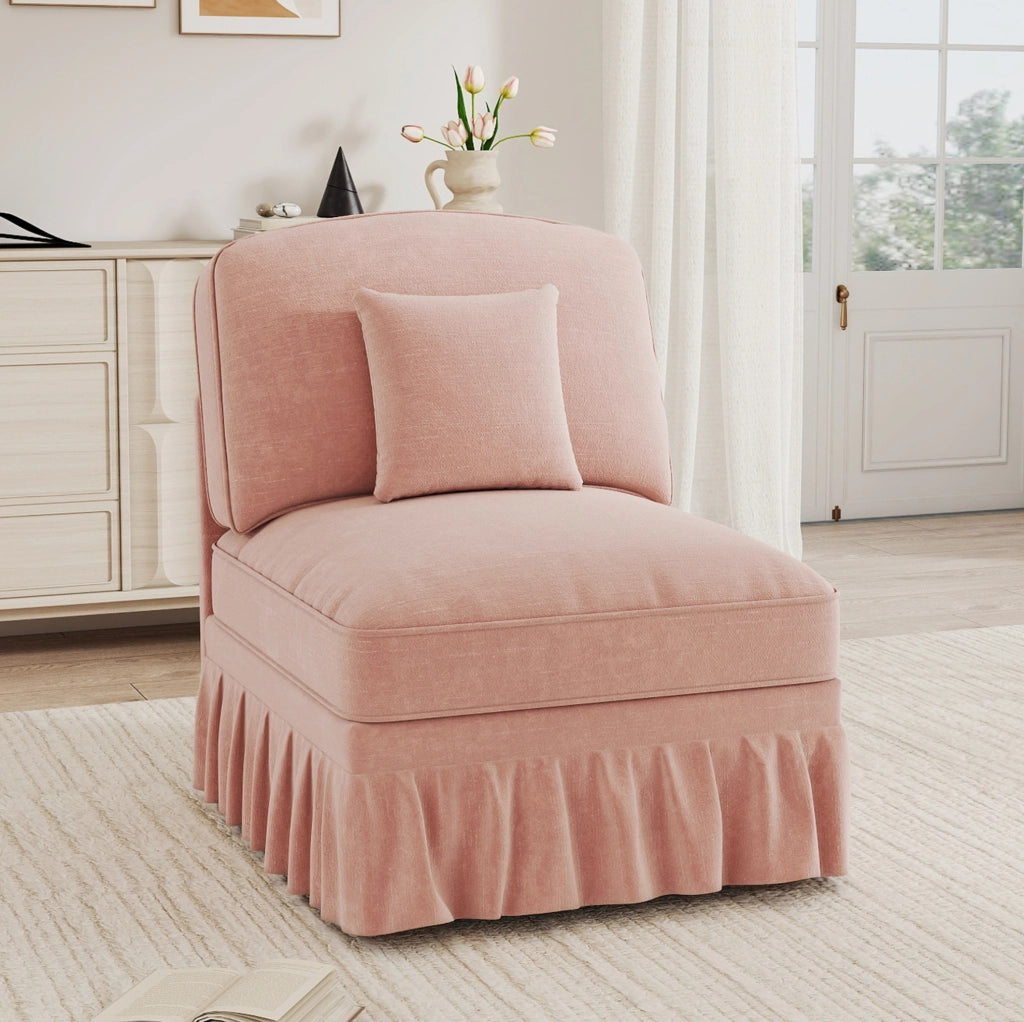Divano in ciniglia rosa con cuscino