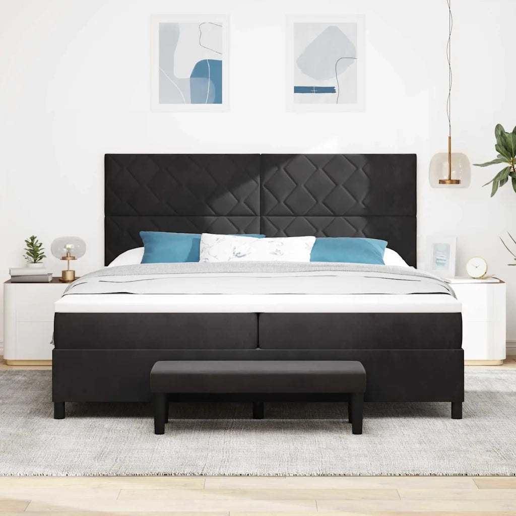 Letto a molle con materasso Nero 200 x 200 cm Velluto