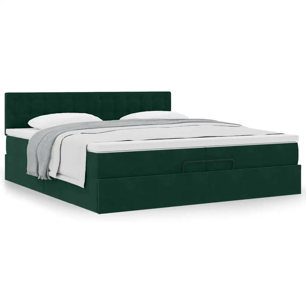 Struttura Letto Pouf con Materasso 200x200 cm in Velluto 3311942