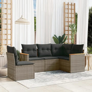 Set Divano da Giardino 5 pz con Cuscini Grigio in Polyrattan 3258378