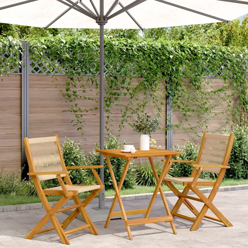 Set da Bistrot 3pz Beige in Polipropilene e Legno Massello 3281807