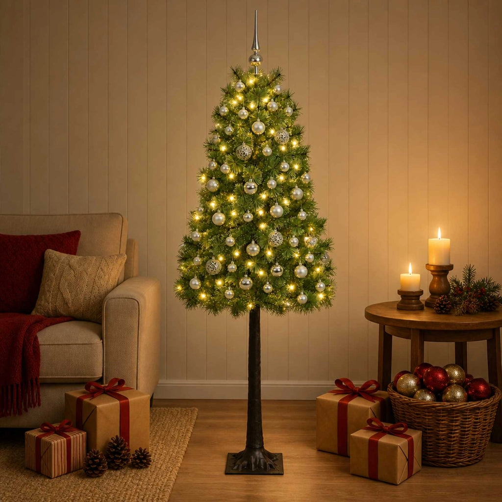 Albero di Natale artificiale con rami snodati e palline 180 cm 3467033