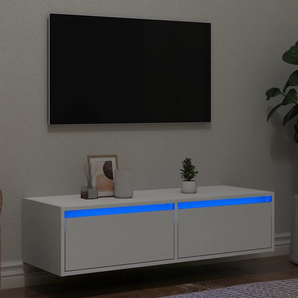 Mobile Porta TV con Luci LED-Mobile per TV-Credenza TV Bianco 100X35,5x25 cm