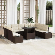 Set Divano da Giardino 10 pcs Marrone Poly Rattan