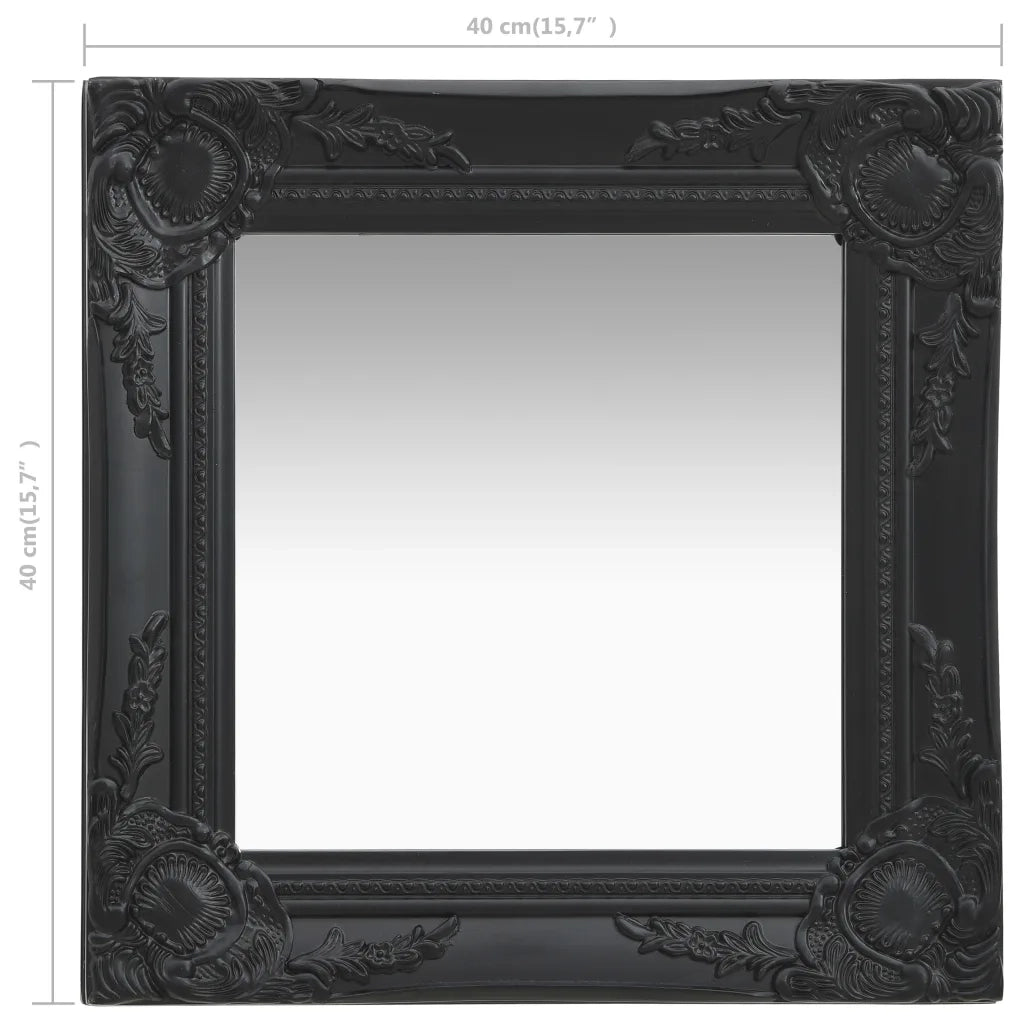 Specchio da Parete | Specchio decorativo Stile Barocco 40x40 cm Nero