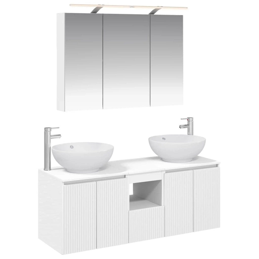 Set di Armadi da Bagno 4 pz Bianco Legno ingegnerizzato 3406495